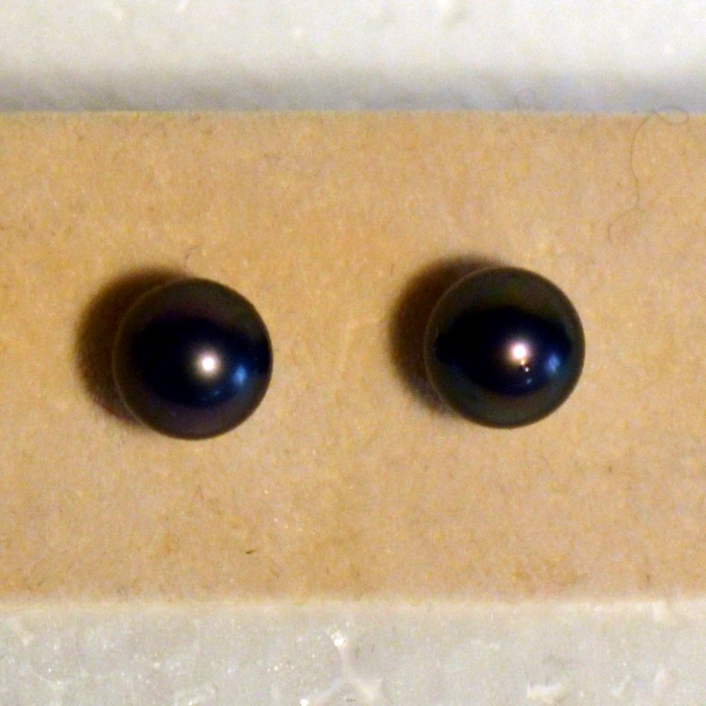 Faux Black Pearl Stud Earrings